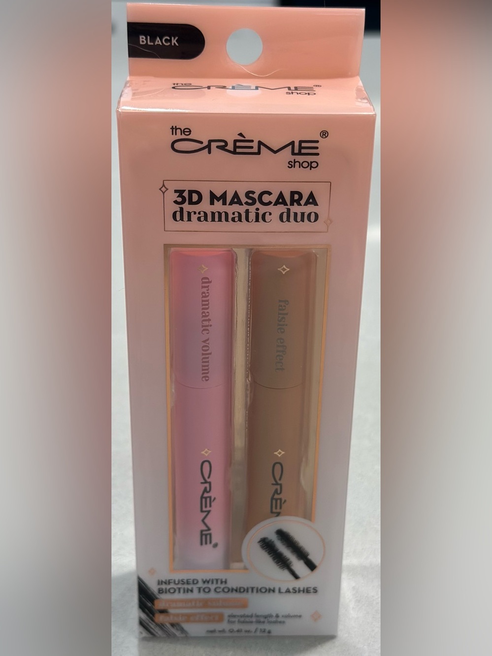 The Crème Shop 3D Mascara Dramatic Duo in Black Infused with Biotin Set/2 NIB
